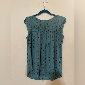 Loft teal/Green flowery floral top